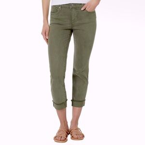 KUT From The Kloth Women's Amy Crop Straight Leg Jeans Tree Olive Size 16 Petite